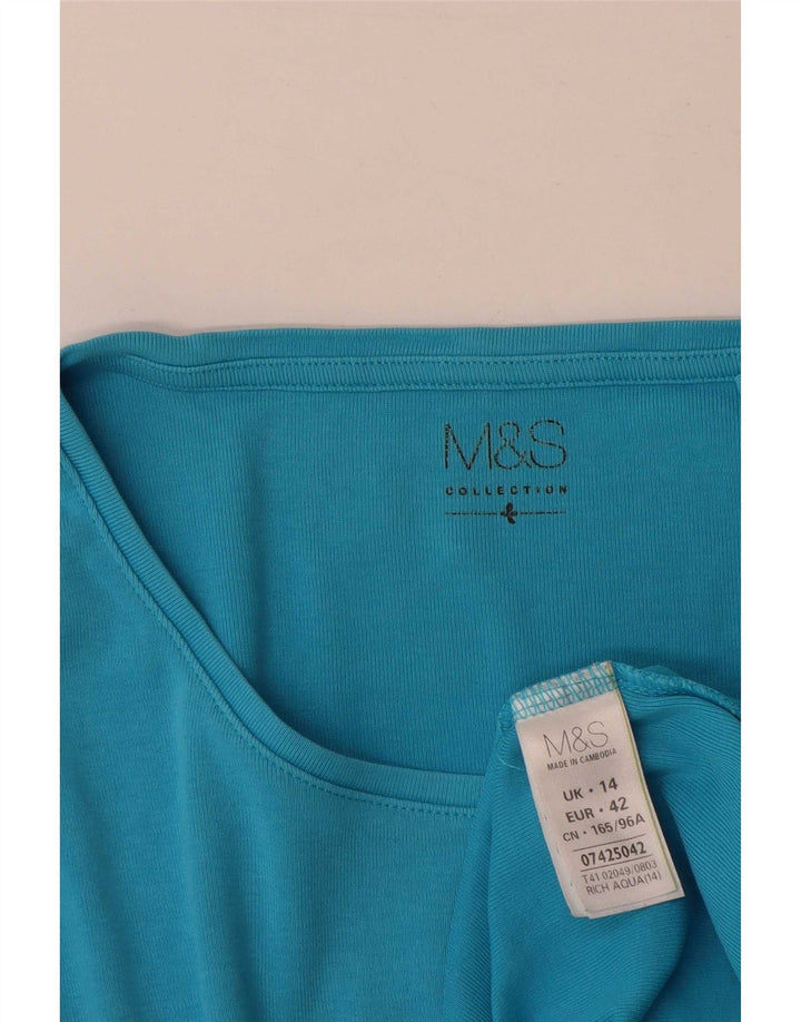 Женский топ с длинным рукавом Marks & Spencer, Великобритания 14, большой синий хлопок