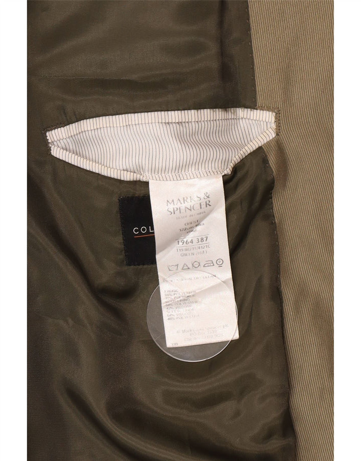 Мужской длинный пиджак на двух пуговицах Marks & Spencer UK 48 2XL, зеленый полиэстер