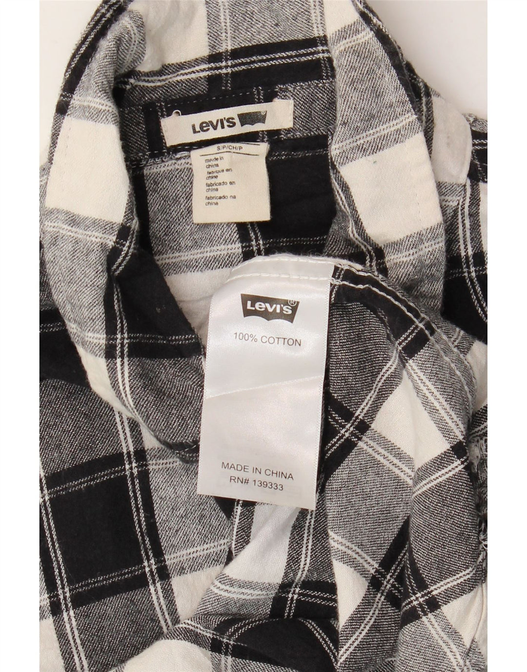 Женская фланелевая рубашка LEVI'S UK 10, маленькая черная клетка, хлопок