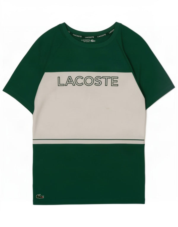 Lacoste Мужская футболка с рисунком, размер 3, маленькая зеленая, полиэстер с цветными блоками