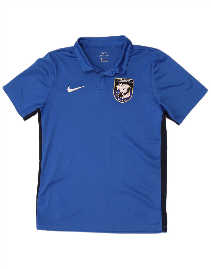 Мужская рубашка-поло с графическим рисунком Nike Calcio, большая синяя полиэстер с цветными блоками