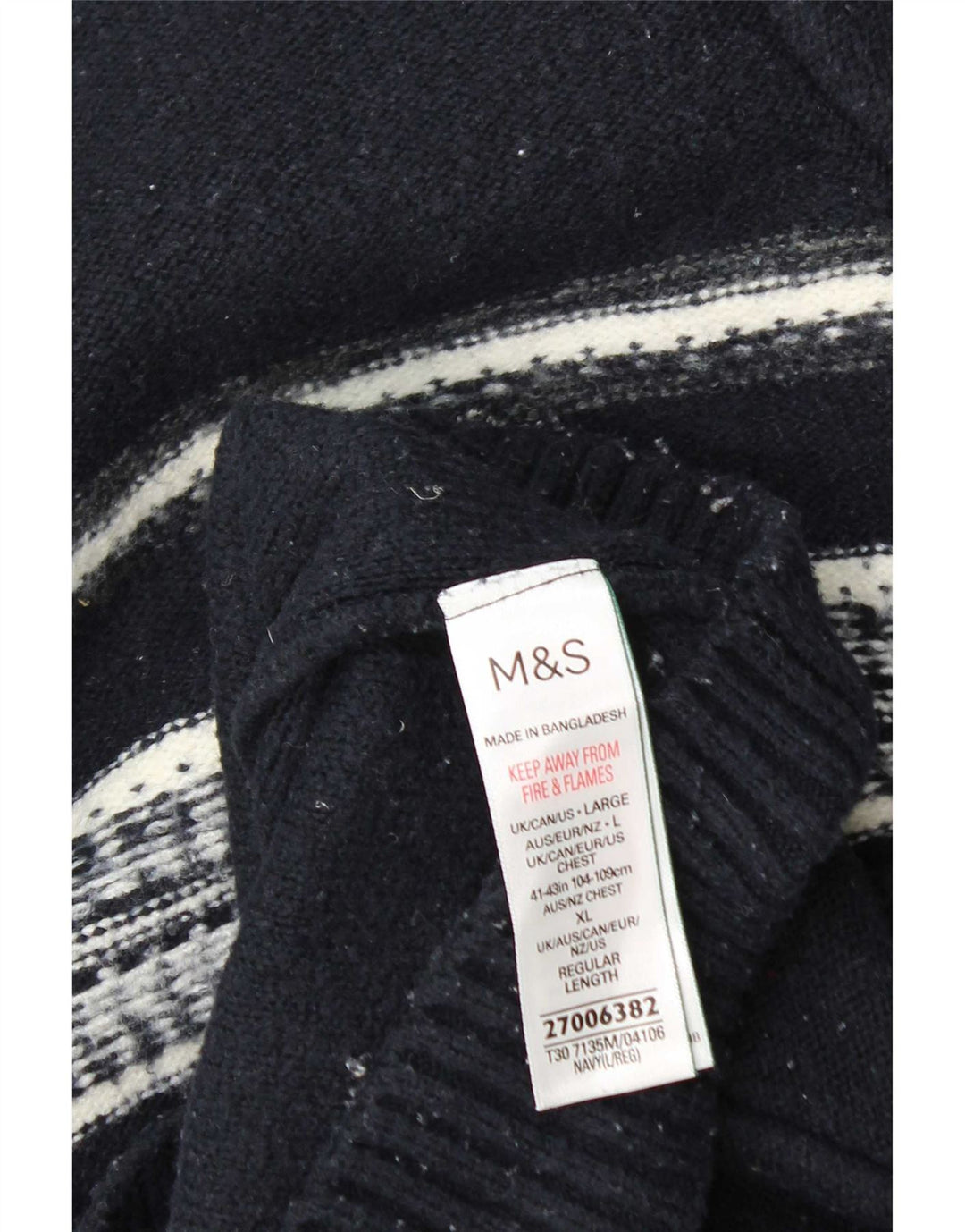 Мужской джемпер с воротником на молнии Marks & Spencer большой темно-синий в полоску