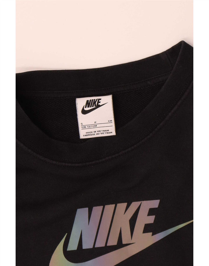 Джемпер с рисунком Nike для мальчиков 8–9 лет, маленький черный с цветными блоками