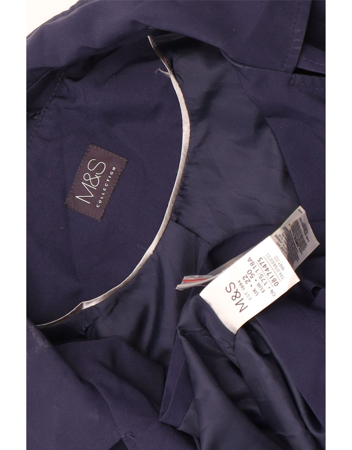 Женский короткий тренч Marks & Spencer UK 22 3XL темно-синий из полиэстера