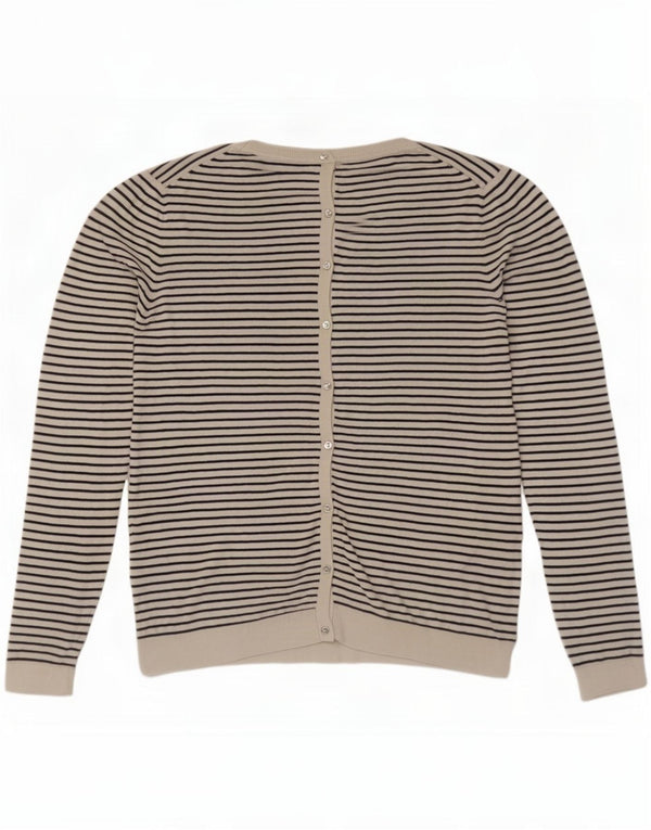 Женский кардиган Massimo Dutti UK 14, большой шелковый белый полосатый цвет
