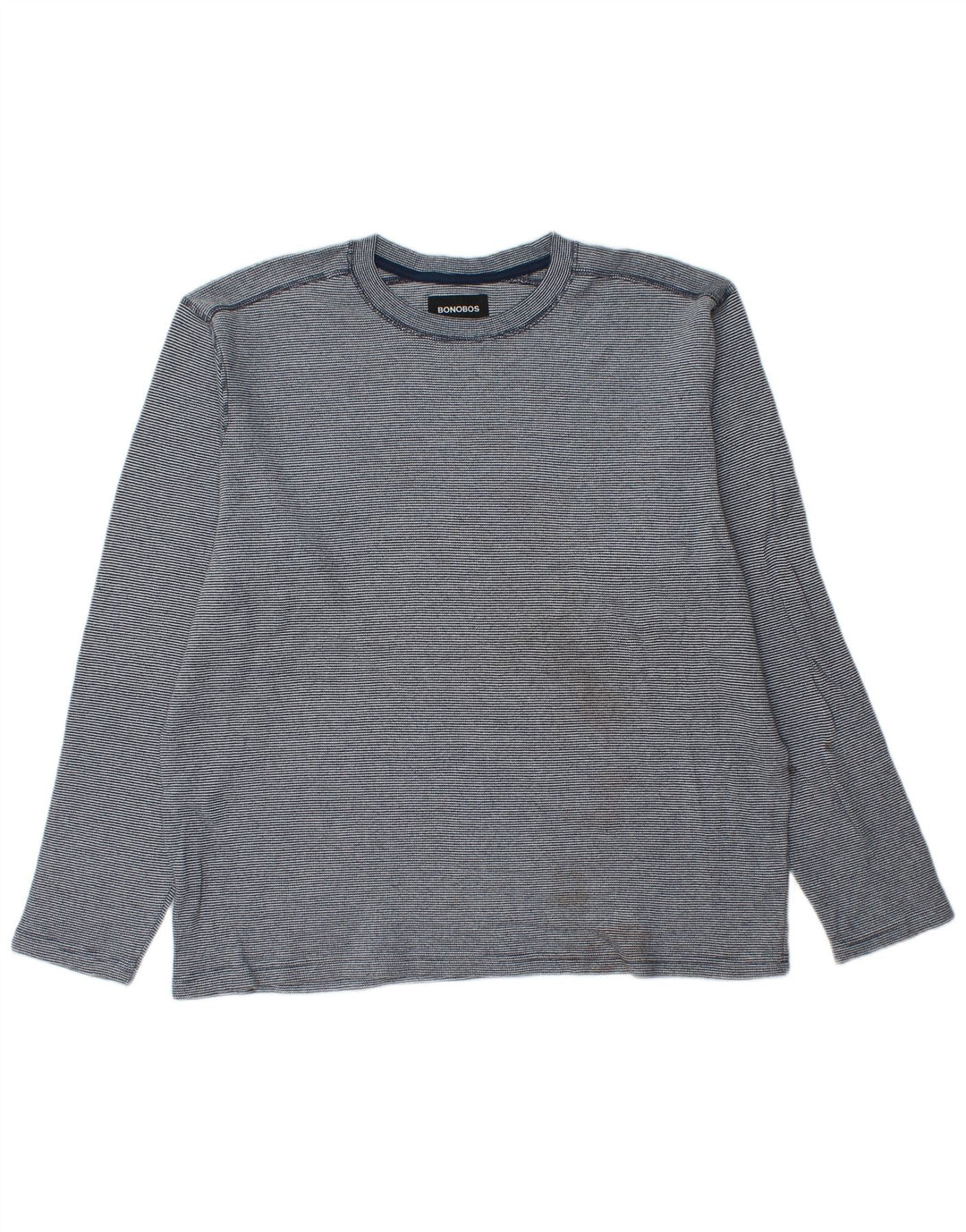 BONOBOS Мужской топ с длинным рукавом XL, синий в тонкую полоску, хлопок