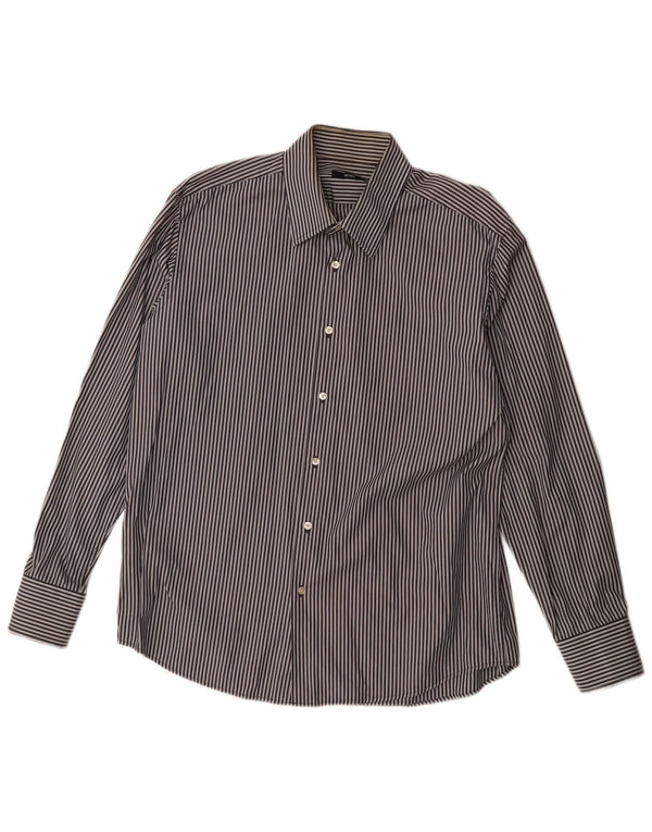 Мужская рубашка Hugo Boss, размер 43 17 XL, темно-синяя в полоску