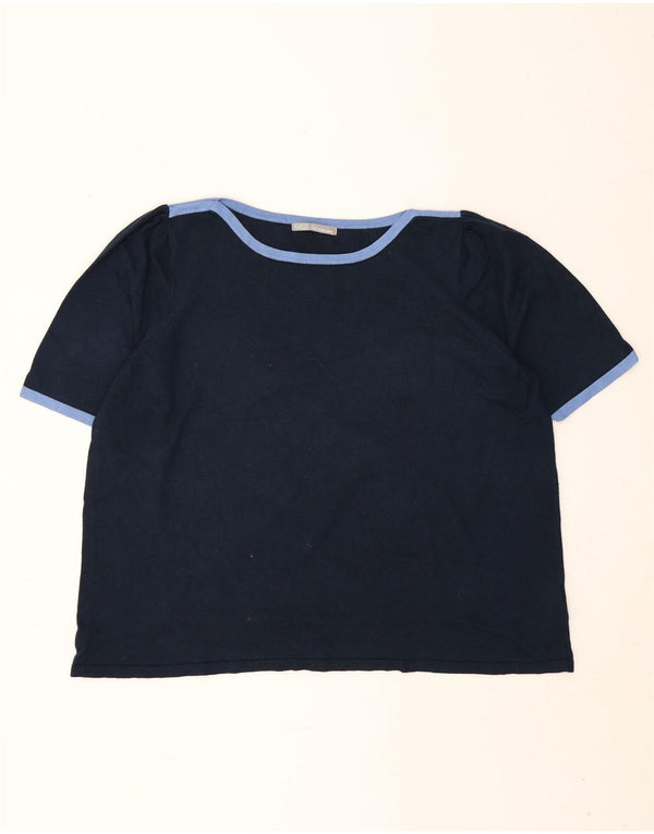 Marks & Spencer Womens T-Shirt Top UK 22 3XL Navy Blue Viscose
