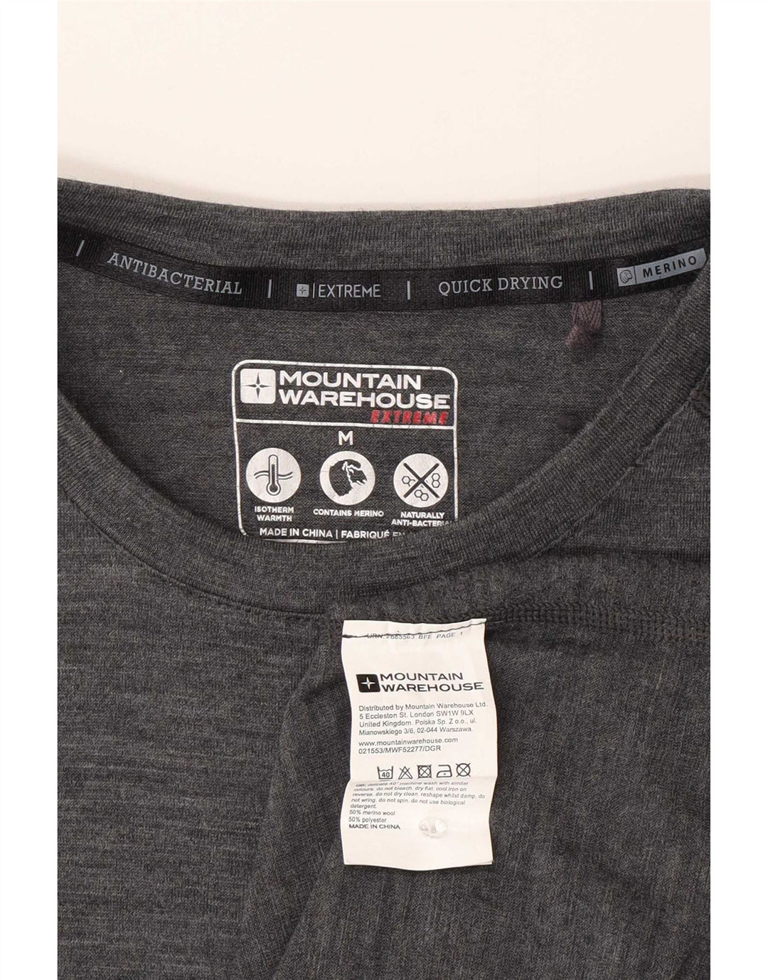 Мужская футболка Mountain Warehouse из мериносовой шерсти среднего серого цвета с крапинками