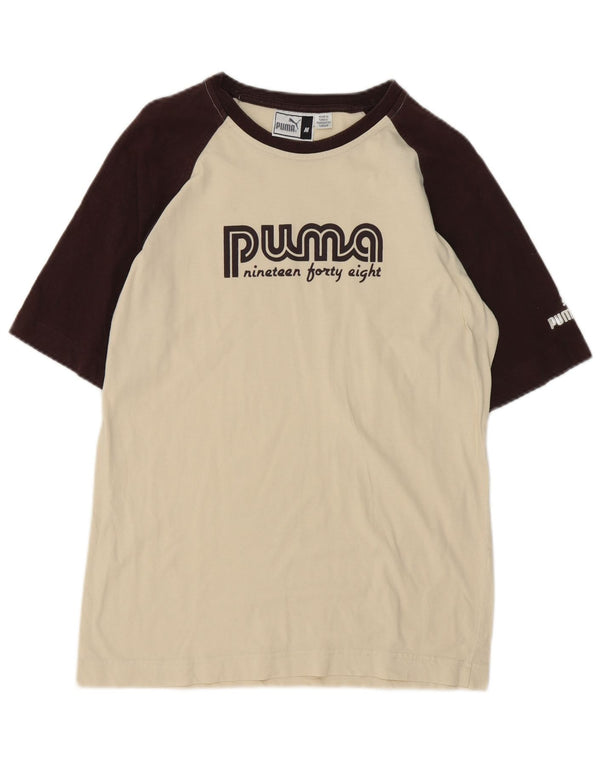 Мужская футболка с графическим рисунком Puma, средний белый хлопок с цветными блоками