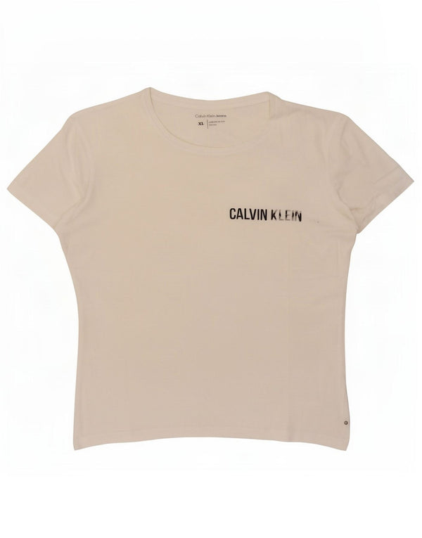 Женская футболка с рисунком Calvin Klein Jeans Top UK 18 XL Белая