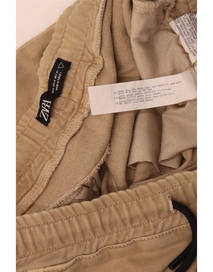 Мужские спортивные брюки Zara джоггеры среднего размера, бежевые, хлопок