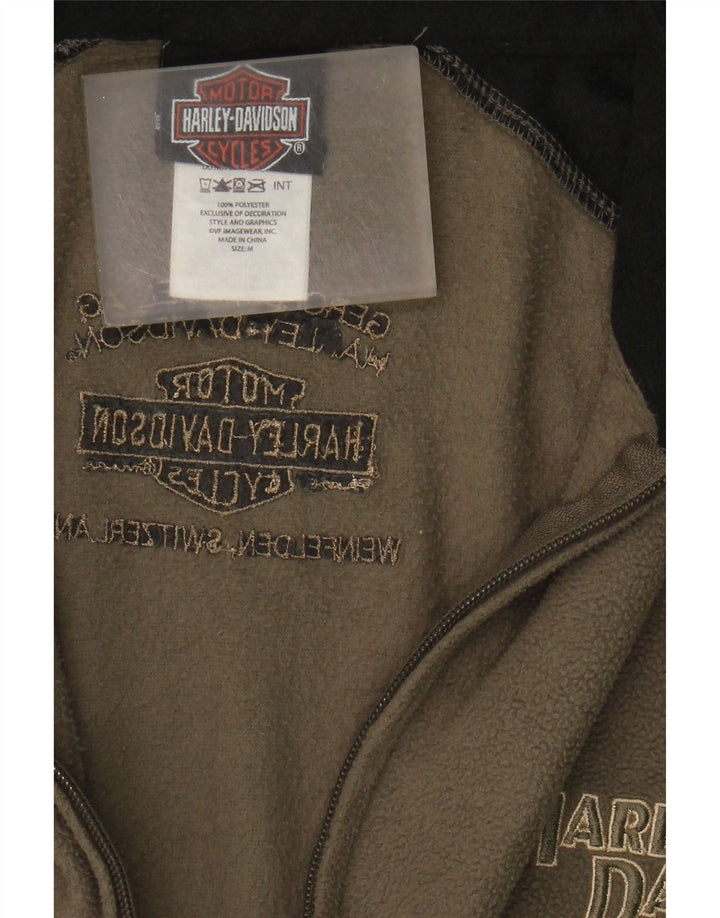 Мужская флисовая куртка Harley Davidson UK 38, средний цвет хаки, полиэстер с цветными блоками
