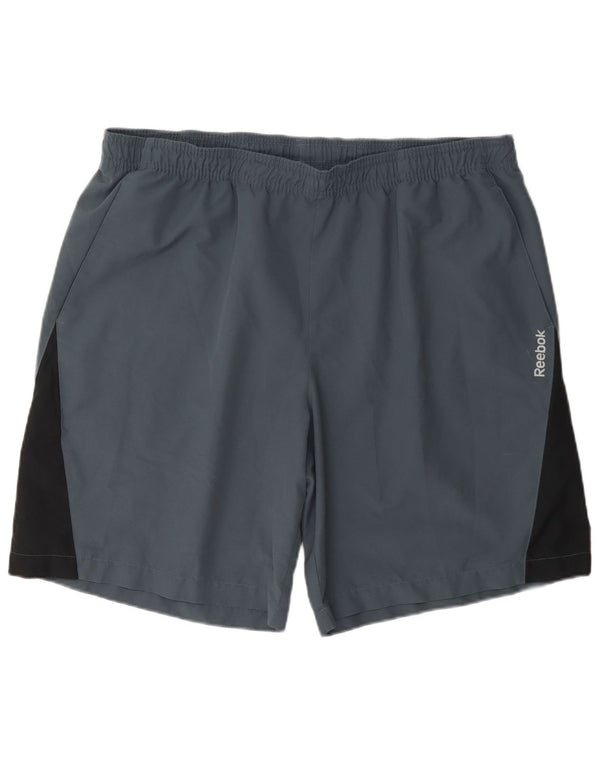 Мужские спортивные шорты Reebok Speedwick XL синие, полиэстер с цветными блоками