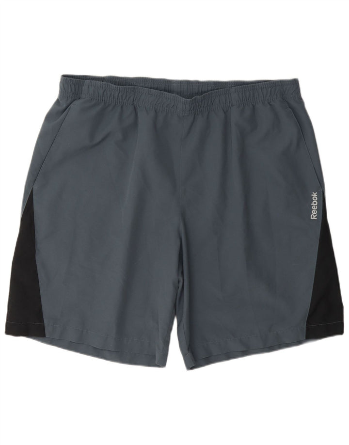 Мужские спортивные шорты Reebok Speedwick XL синие, полиэстер с цветными блоками