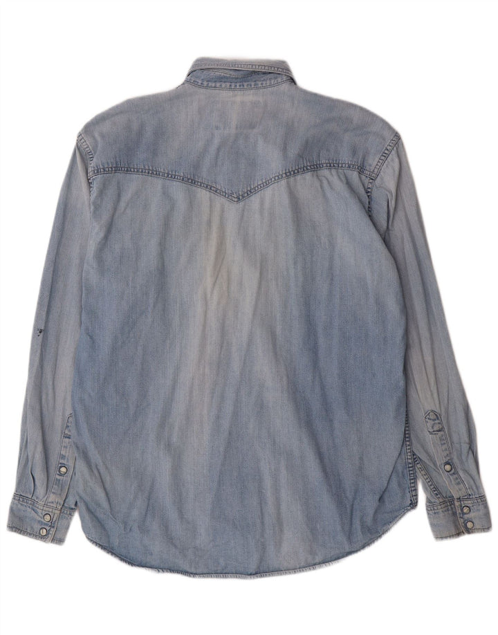 Мужская джинсовая рубашка WRANGLER, большая синяя, хлопок