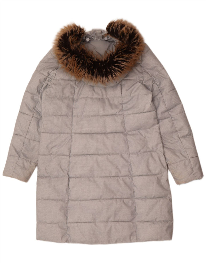 Женское стеганое пальто с капюшоном Barbour UK 16, большой серый полиэстер