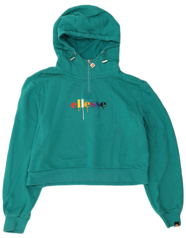 Женский укороченный джемпер с капюшоном Ellesse UK 12, средний бирюзовый хлопок