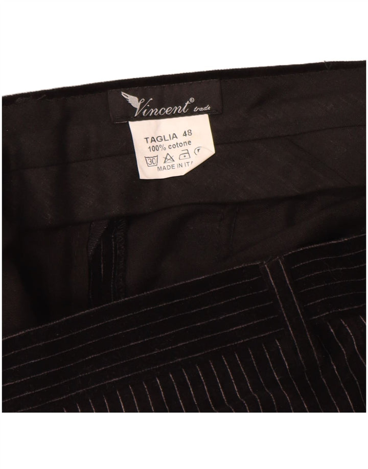 Мужской костюм из 2 предметов Vincent IT 48 Medium W30 L32, черный в тонкую полоску, с 2 пуговицами