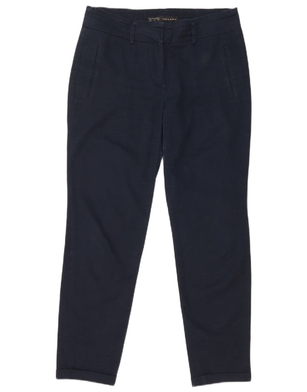 Женские узкие укороченные брюки ZARA EU 38, маленькие W28 L27, темно-синие, хлопок