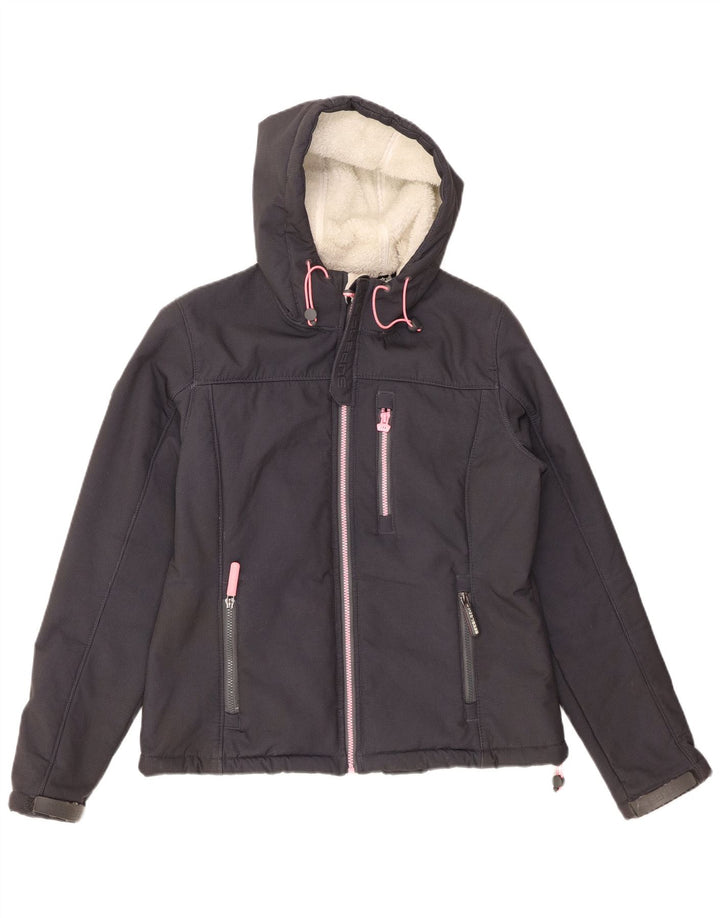 SUPERDRY Женская ветровка с капюшоном Windtrekker UK 14, большая серая