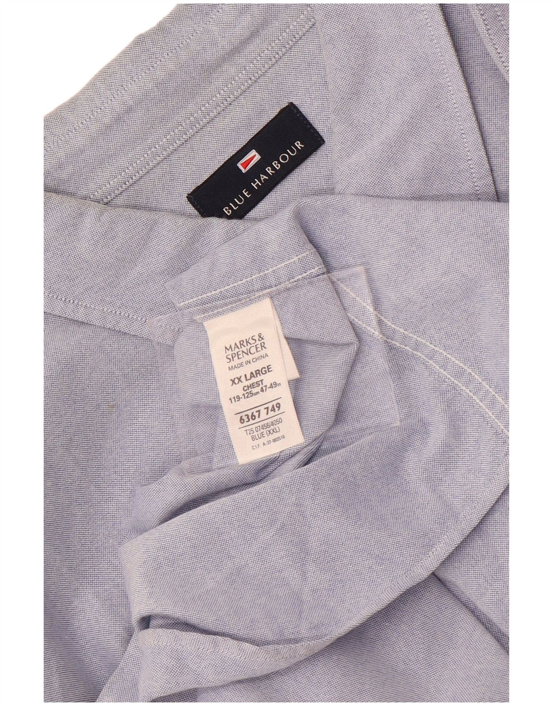 Мужская рубашка с коротким рукавом Marks & Spencer 2XL, синяя, хлопок