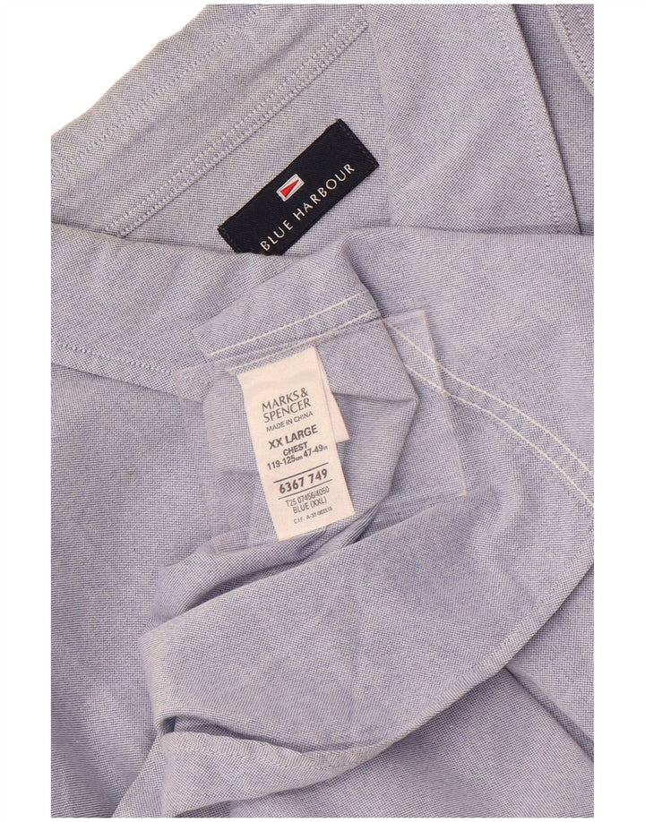 Мужская рубашка с коротким рукавом Marks & Spencer 2XL, синяя, хлопок