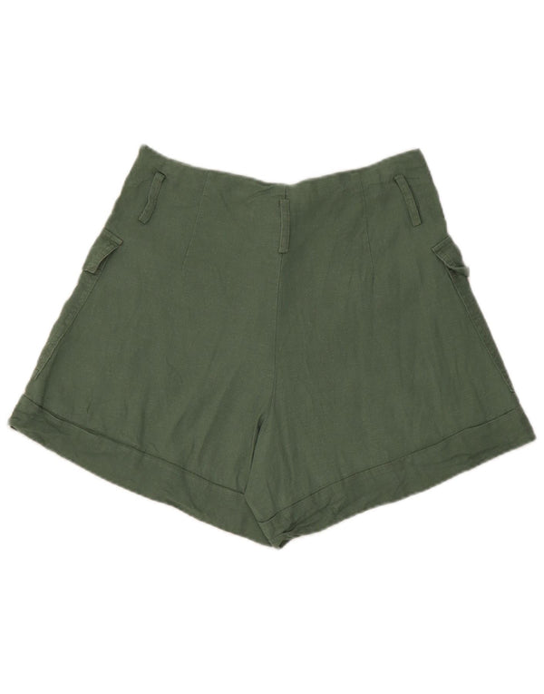 Женские шорты карго Zara, маленькие, W26, зеленые, льняные