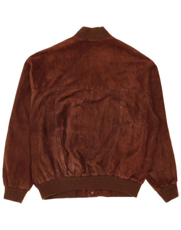 Винтажная мужская замшевая куртка-бомбер EU 54 2XL коричневая кожа