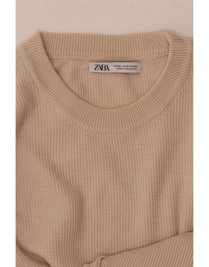 Мужской джемпер с круглым вырезом Zara, средний бежевый