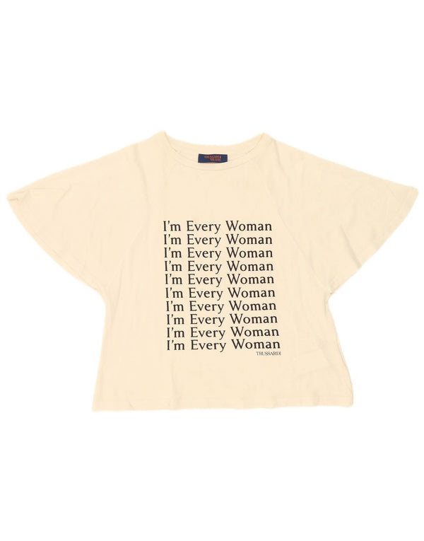 Trussardi Jeans Женская футболка оверсайз с рисунком Top UK 6 XS Off White