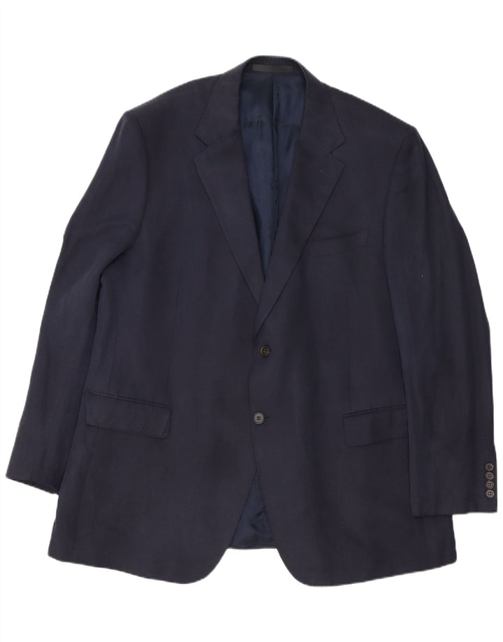 Мужской пиджак Marks & Spencer с двумя пуговицами, Великобритания, 46 XL, темно-синий, шелковый