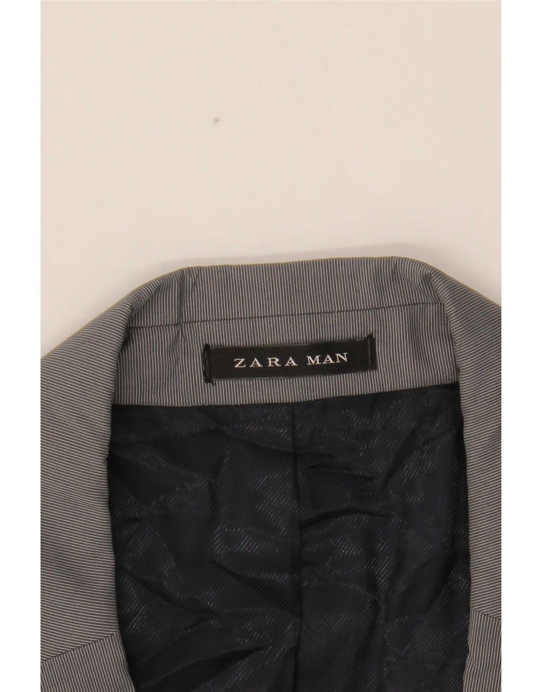 Мужской пиджак Zara на 2 пуговицах EU 54 XL, серый полиэстер в тонкую полоску