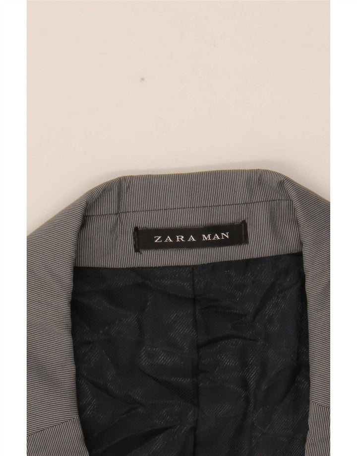 Мужской пиджак Zara на 2 пуговицах EU 54 XL, серый полиэстер в тонкую полоску
