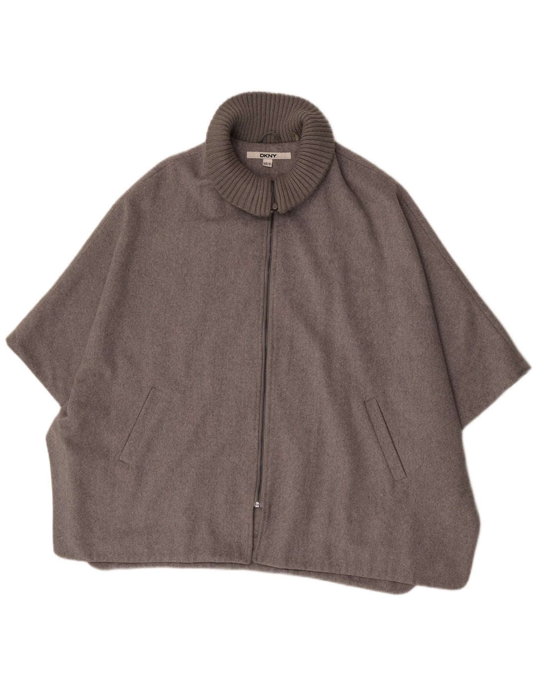 Женское пальто-накидка Dkny UK 6 XS серое из шерсти