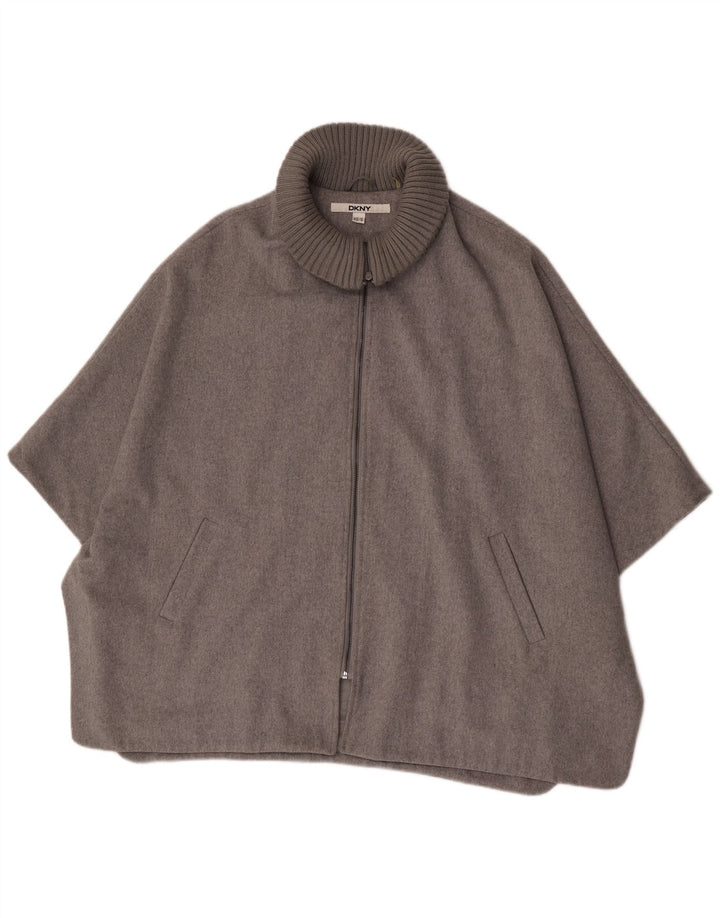 Женское пальто-накидка Dkny UK 6 XS серое из шерсти