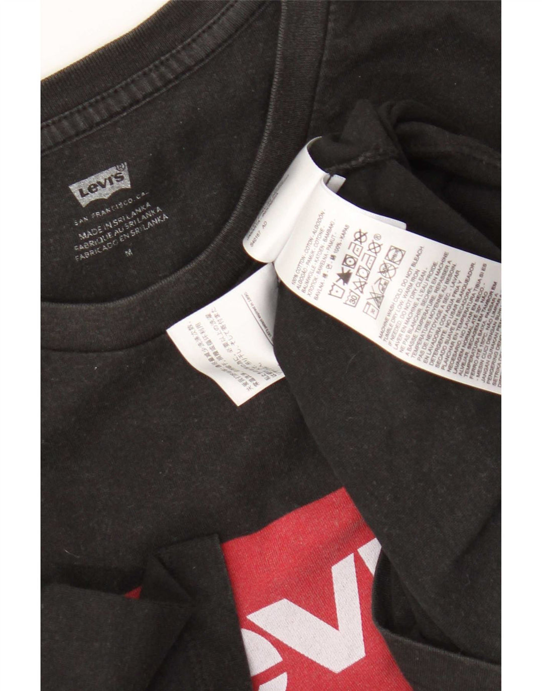 Мужская футболка с рисунком Levi's, верх среднего размера, черный хлопок, хлопок
