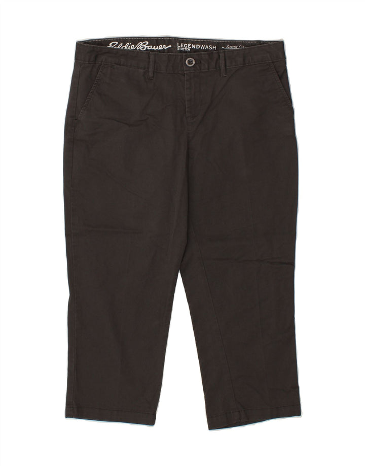 EDDIE BAUER Womens Slightly Curvy Straight Capri Trousers US 10 Large W34 L22  Grey Vintage Eddie Bauer and Second-Hand Eddie Bauer from Messina Hembry 