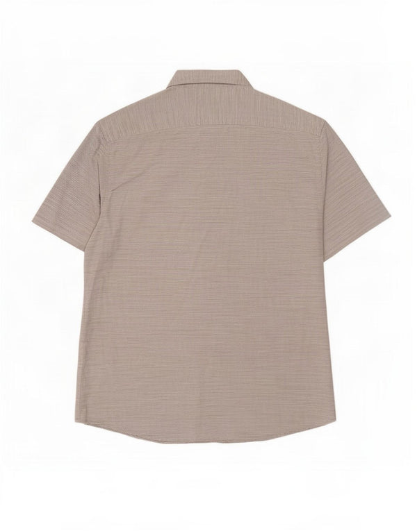 Lee Mens Short Sleeve Regular Fit Shirt Large Grey Pinstripe Cotton