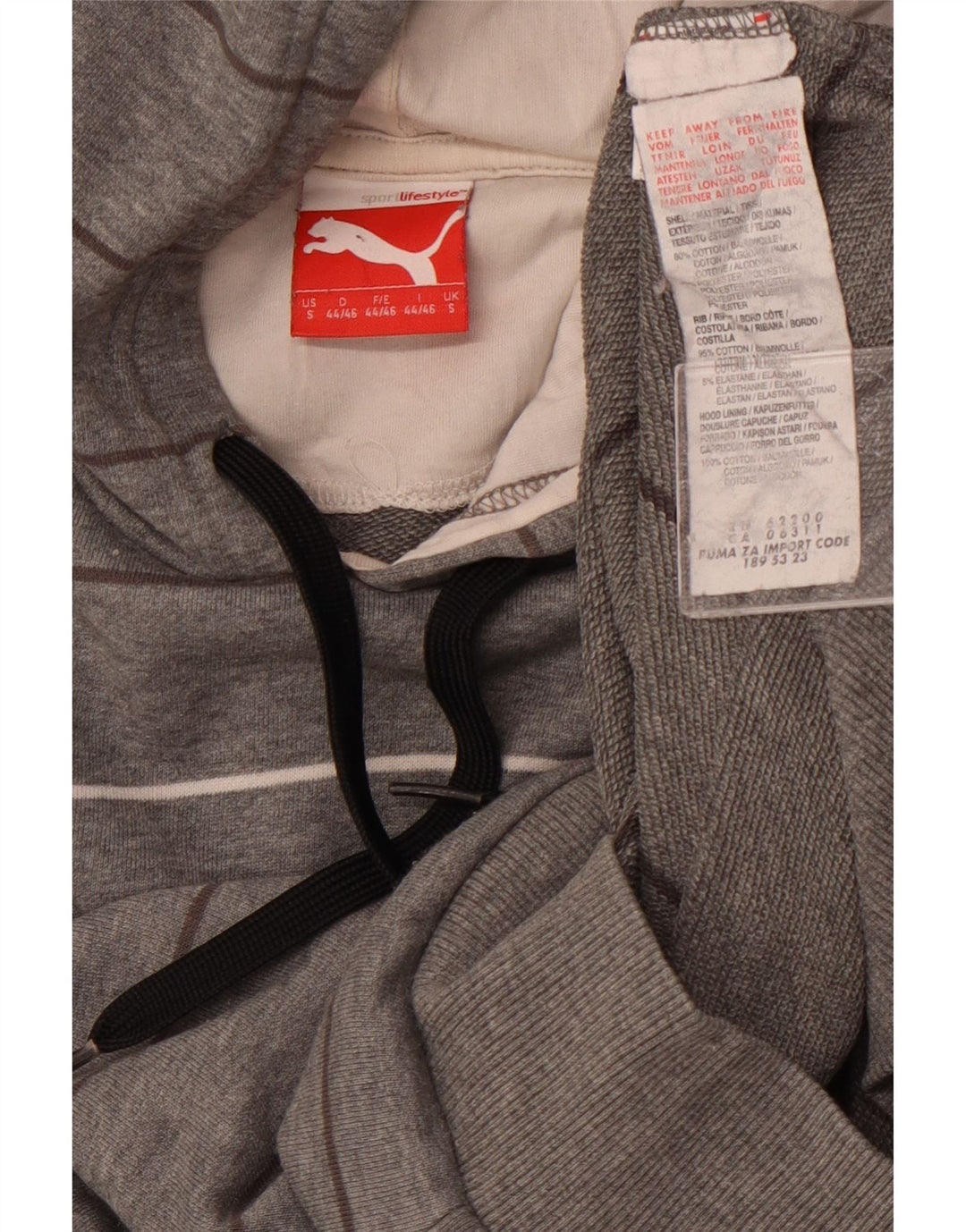 Мужской джемпер с капюшоном Puma, маленький серый хлопковый полосатый джемпер