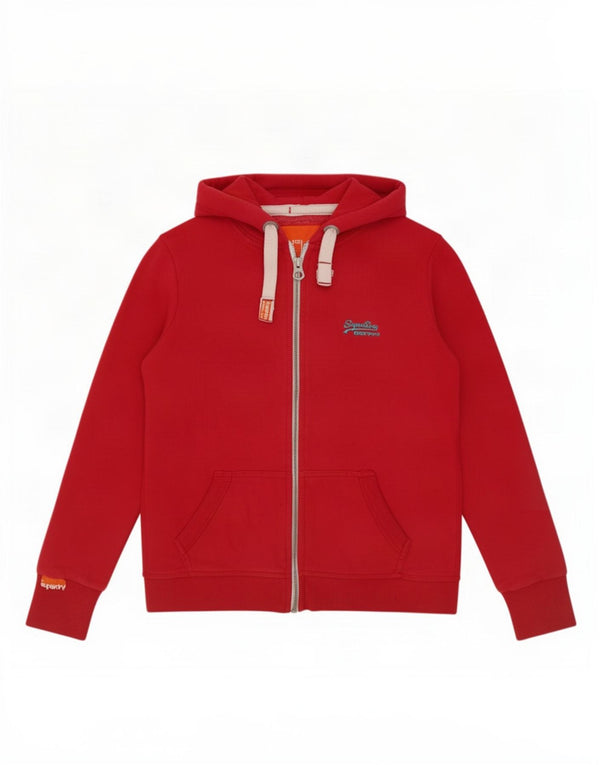 Женский свитер с капюшоном на молнии Superdry UK 10, маленький красный хлопок