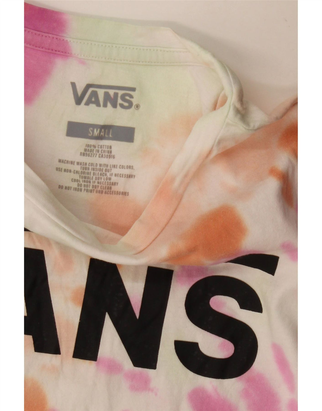 Женская укороченная футболка с рисунком VANS Top UK 8 Small Multicolored Tie Dye