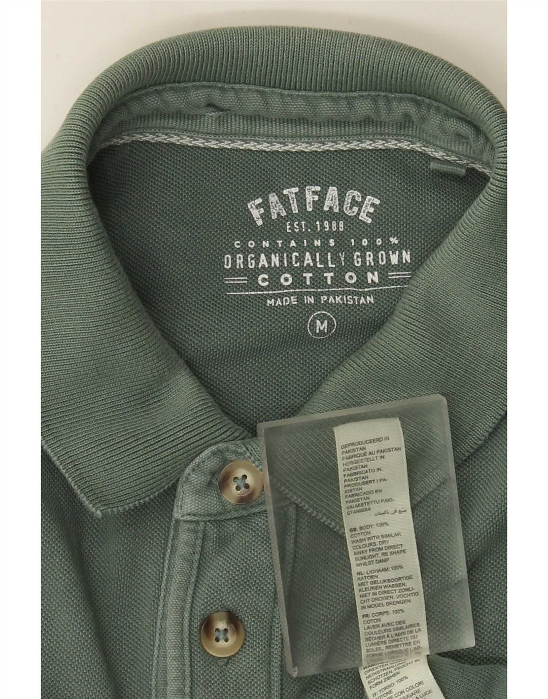 Мужская рубашка поло Fat Face из хлопка среднего зеленого цвета