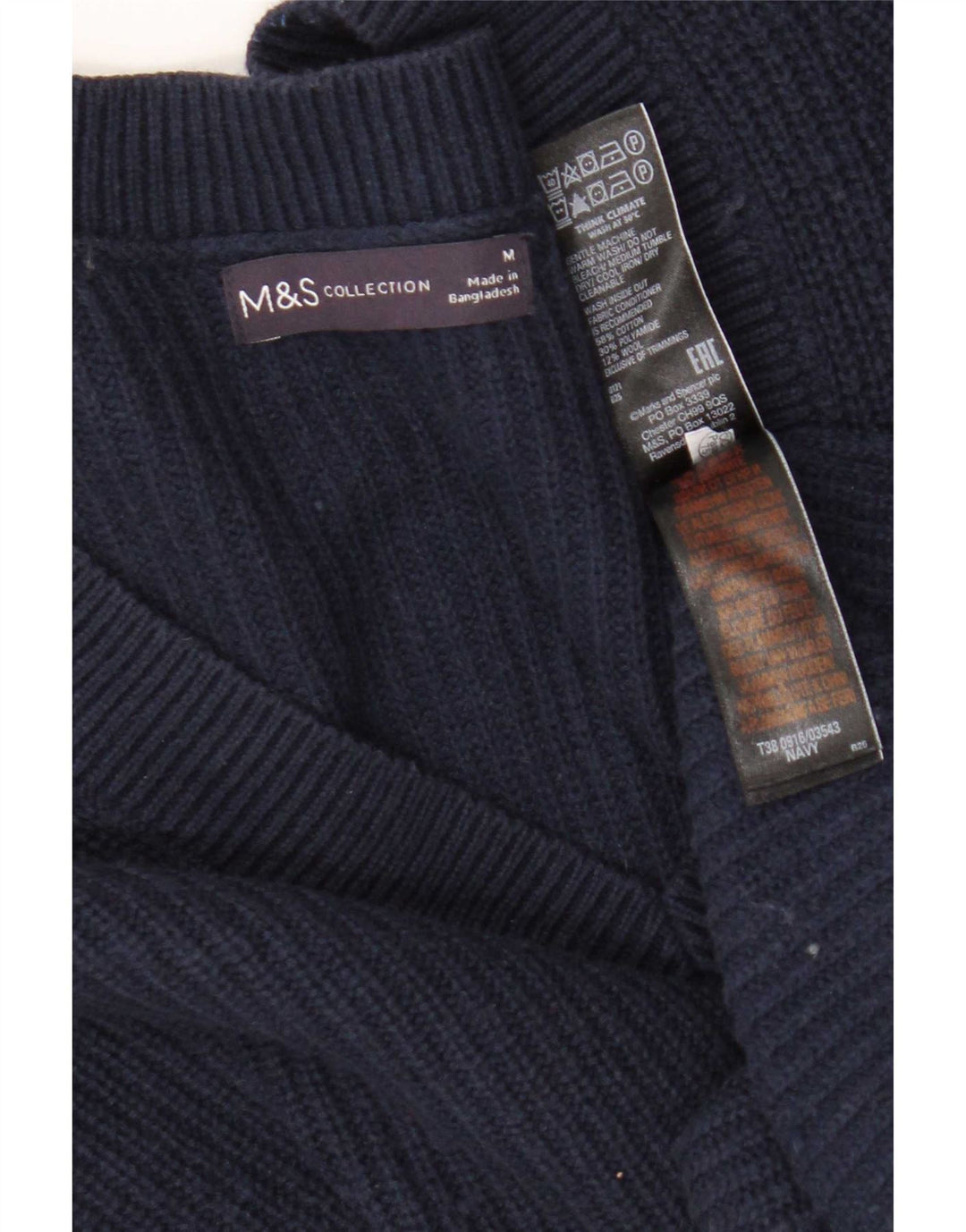 Женский укороченный джемпер с v-образным вырезом Marks & Spencer UK 14, средний темно-синий