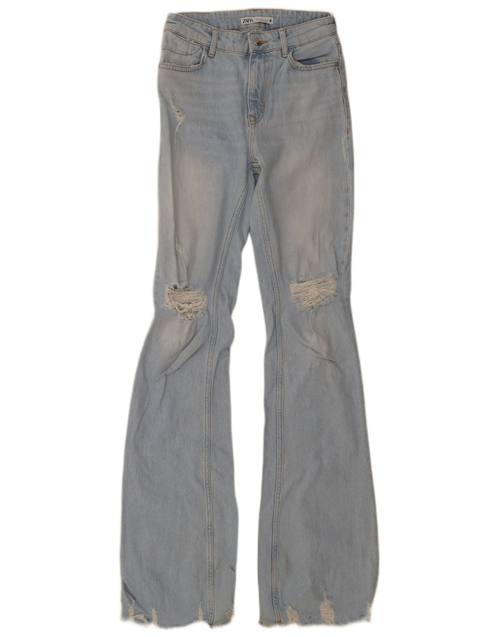 Женские высокие расклешенные джинсы Zara EU 34 2XS W24 L36 синие