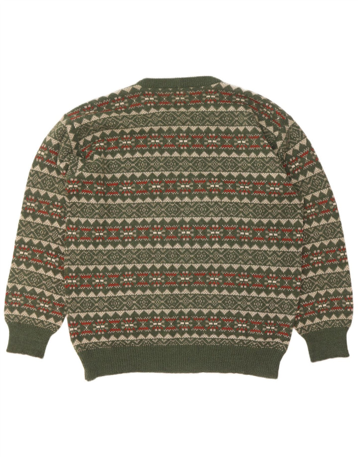 Мужской джемпер с круглым вырезом Silvy IT 52, большой зеленый Fair Isle