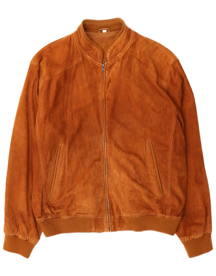 Мужской замшевый бомбер VINTAGE IT 54 2XL Бежевый кожаный