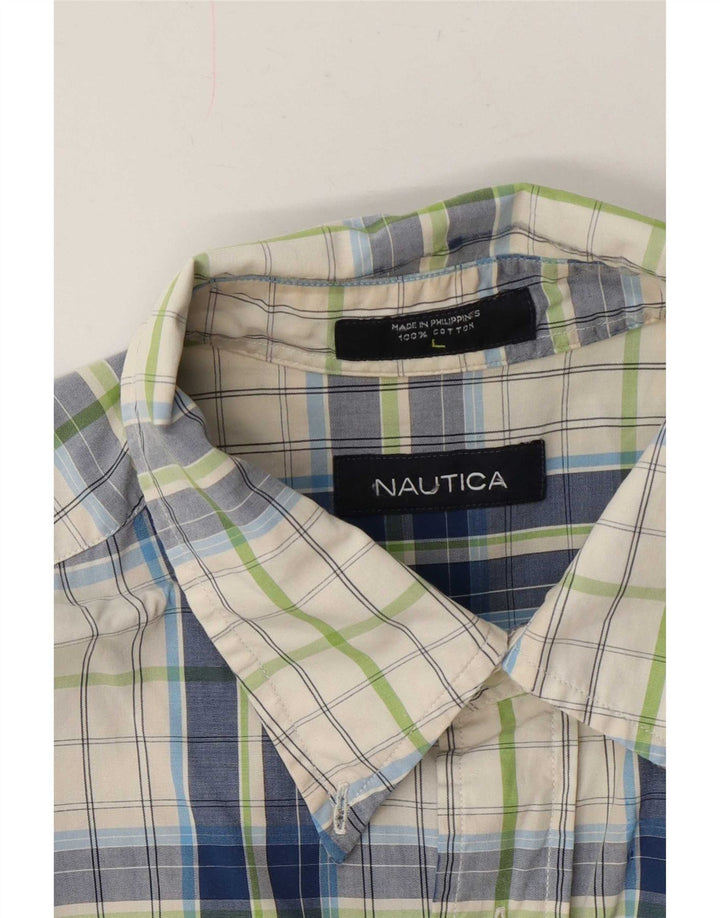 Мужская рубашка Nautica с коротким рукавом, большая разноцветная клетка, хлопок