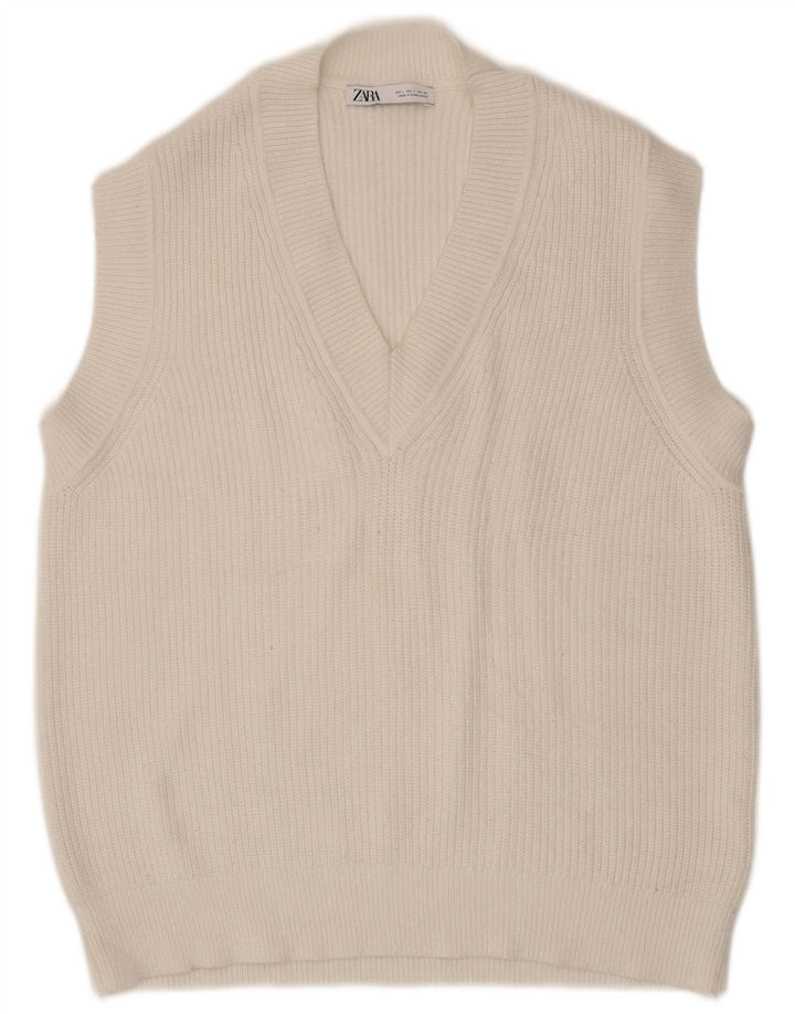 Женская майка Zara Vest UK 16, большая белая вискоза