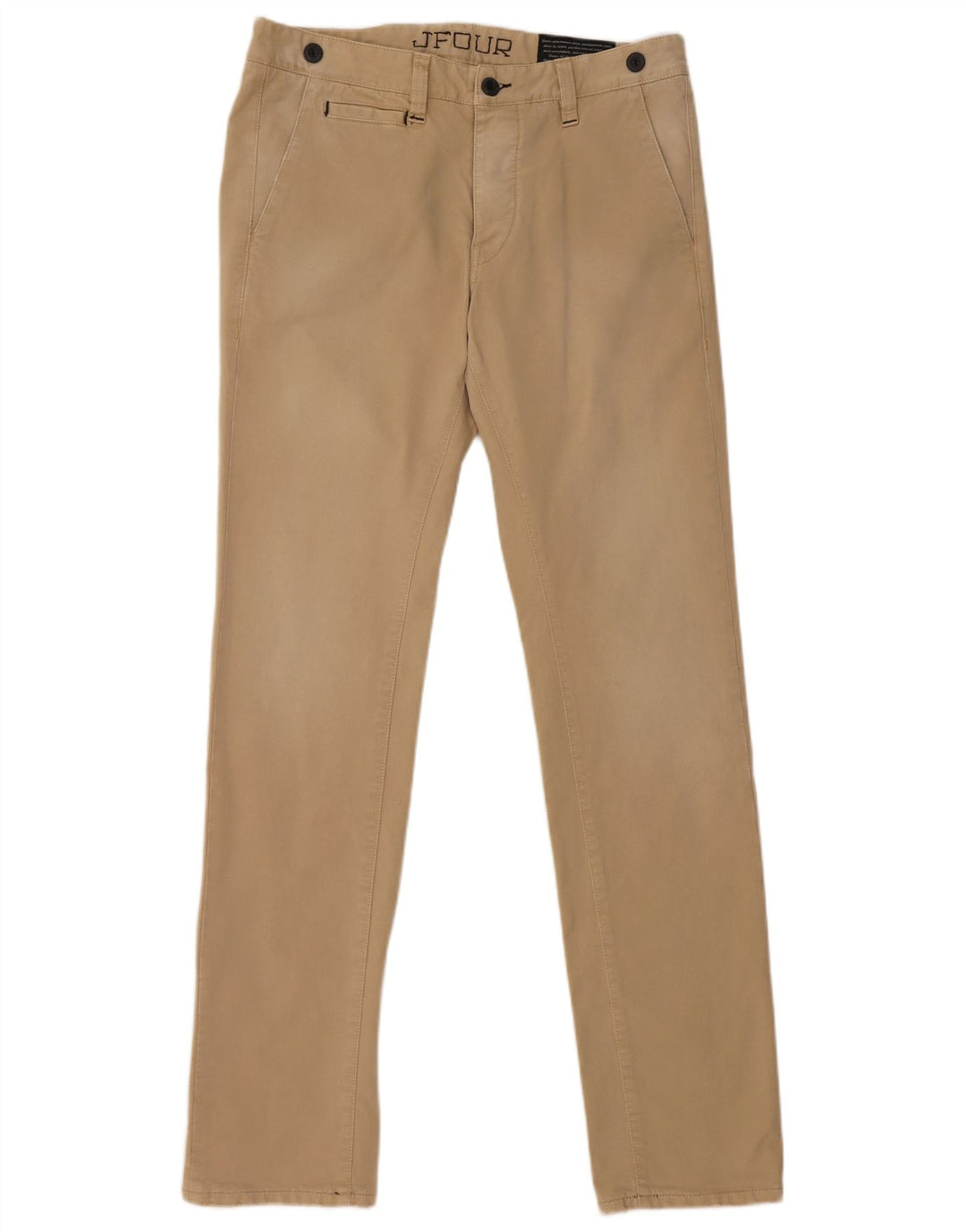 VINTAGE Mens Slim Chino Trousers W32 L33 Beige Cotton